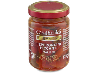 Casa Rinaldi Whole Hot Peppers in Olive Oil 130g Meats & Eats