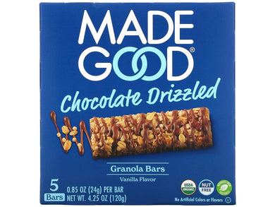 Made Good Organic Granola Bars Chocolate Drizzled Vanilla, 24g X 5 Meats & Eats