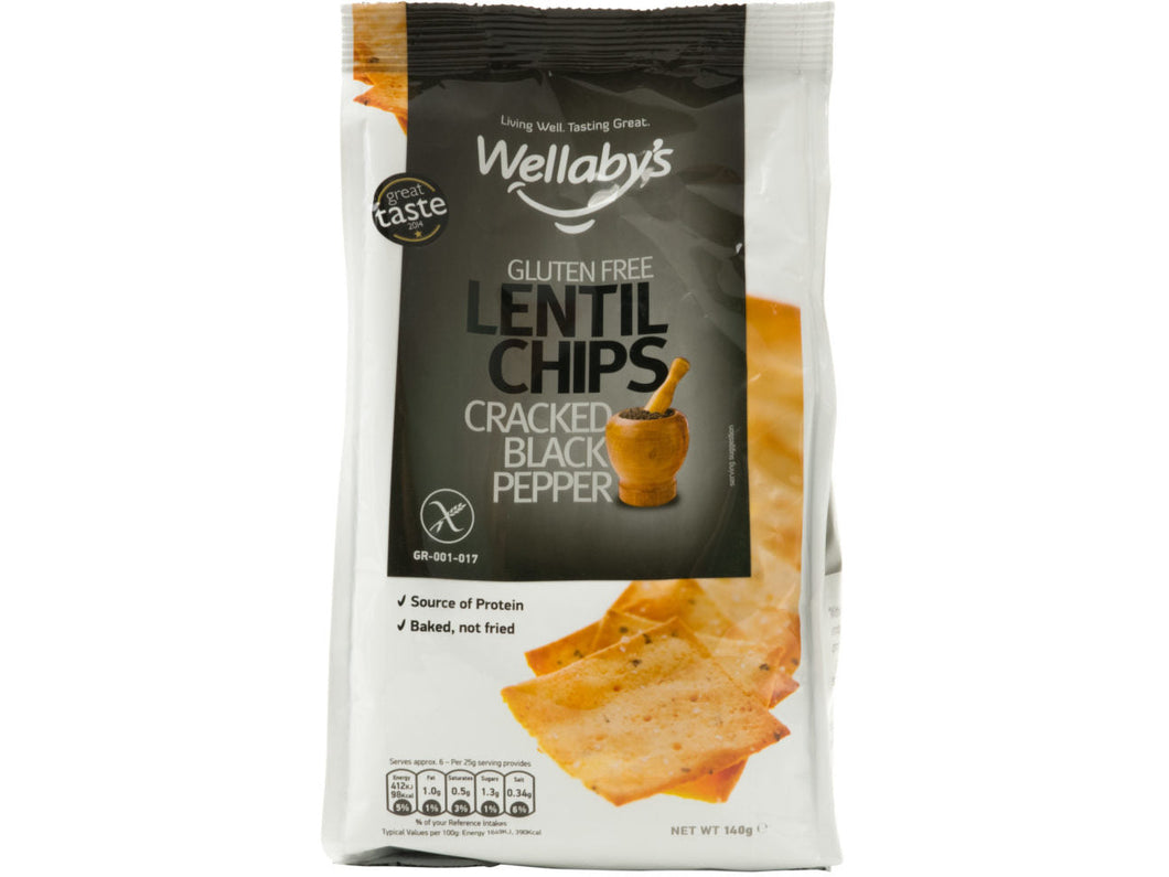 Lentil Chips – Black Pepper - Wellaby's 140g