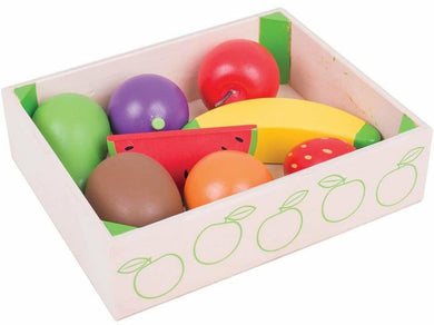 Bigjigs Toys  Wooden Play Food Fruit Crate - Meats And Eats