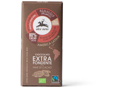 Alce Nero 80% Organic Extra Dark Chocolate with Cacao Nibs 100g Meats & Eats