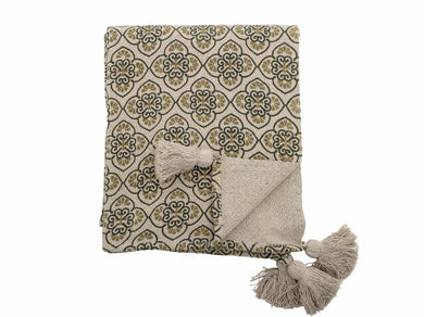 Cila Throw, Green, Recycled Cotton Meats & Eats