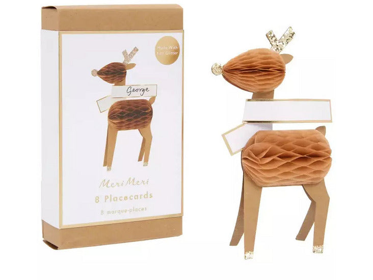 Meri Meri - Reindeer Honeycomb Platecard x8 Meats & Eats