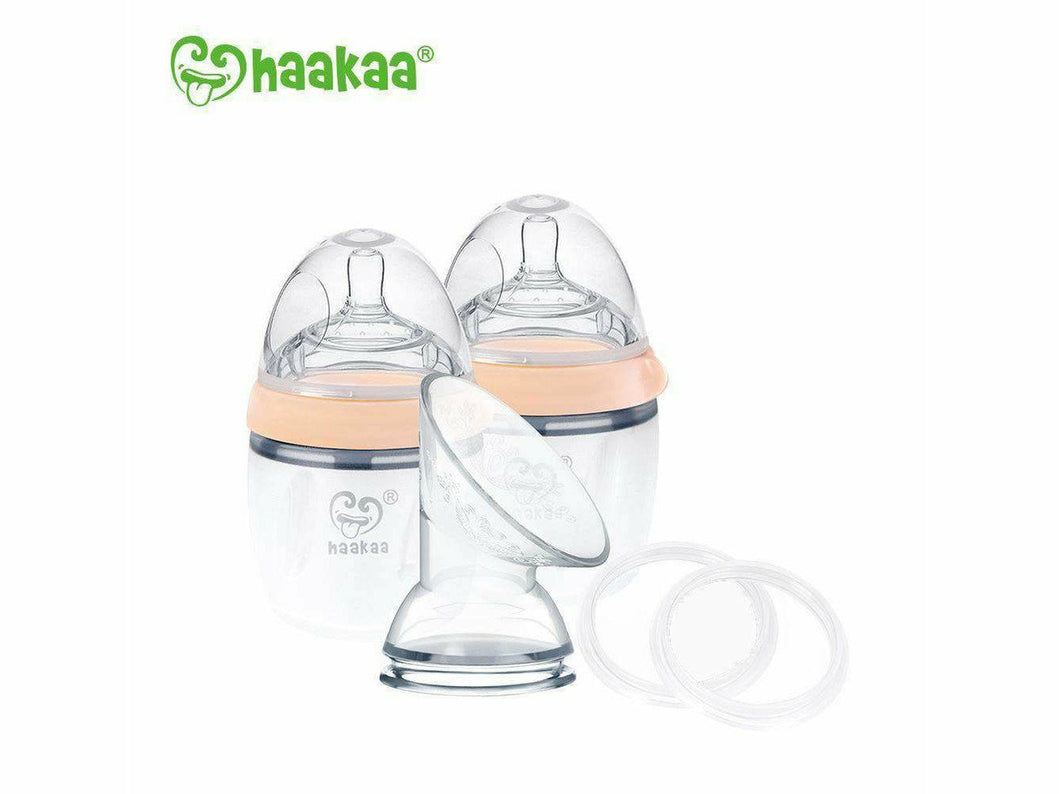 Haakaa Generation 3 Silicone Pump and Bottle Starter Pack (Grey or Nude) - Meats And Eats