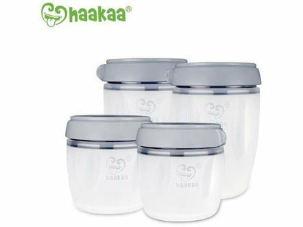Haakaa Generation 3 Silicone Storage Container Set (2×160 + 2x250ml) Grey or Nude - Meats And Eats