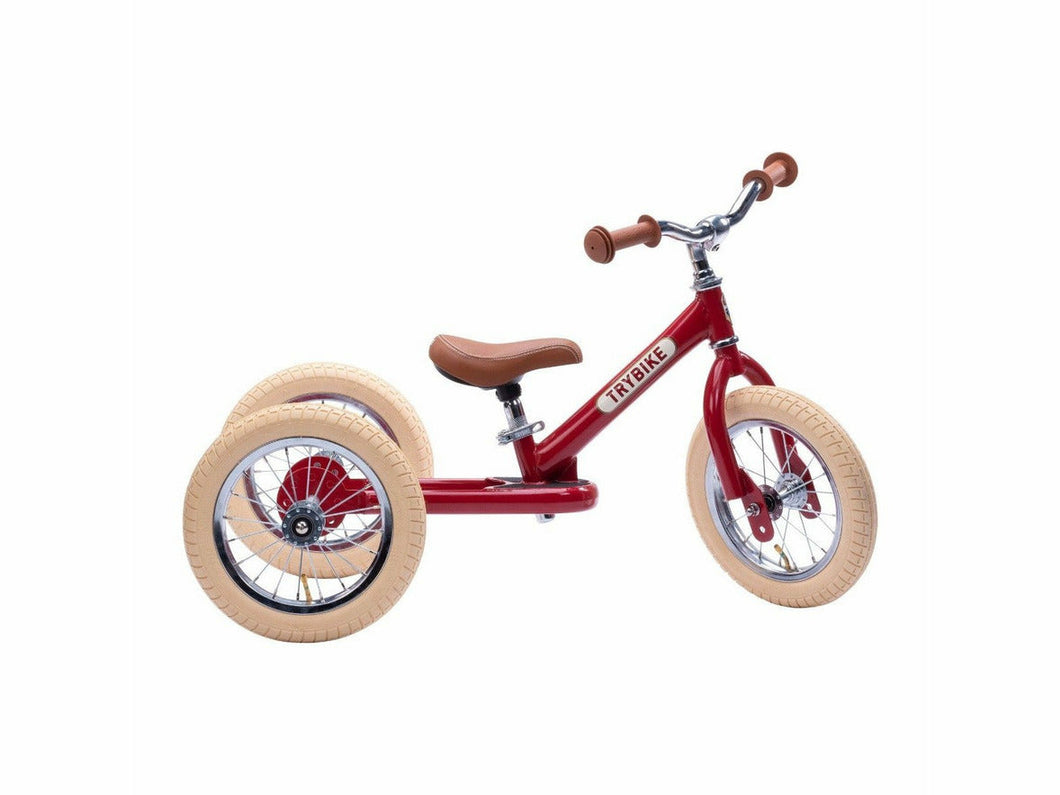 Trybike 2-in-1 Steel Balance Bike with Trike Kit, Vintage Red - Meats And Eats