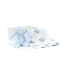 Load image into Gallery viewer, Bashful Blue Bunny Gift Set, Muslin and Toy
