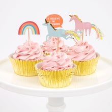 Load image into Gallery viewer, Meri Meri I Believe In Unicorns Cupcake Kit, 24 Toppers
