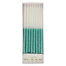 Load image into Gallery viewer, Meri Meri Green Dipped Glitter Candles, x16
