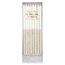 Load image into Gallery viewer, Silver Glitter Dipped Candles x16

