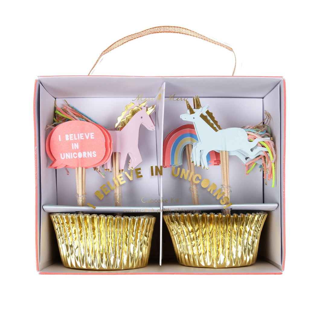 Meri Meri I Believe In Unicorns Cupcake Kit, 24 Toppers