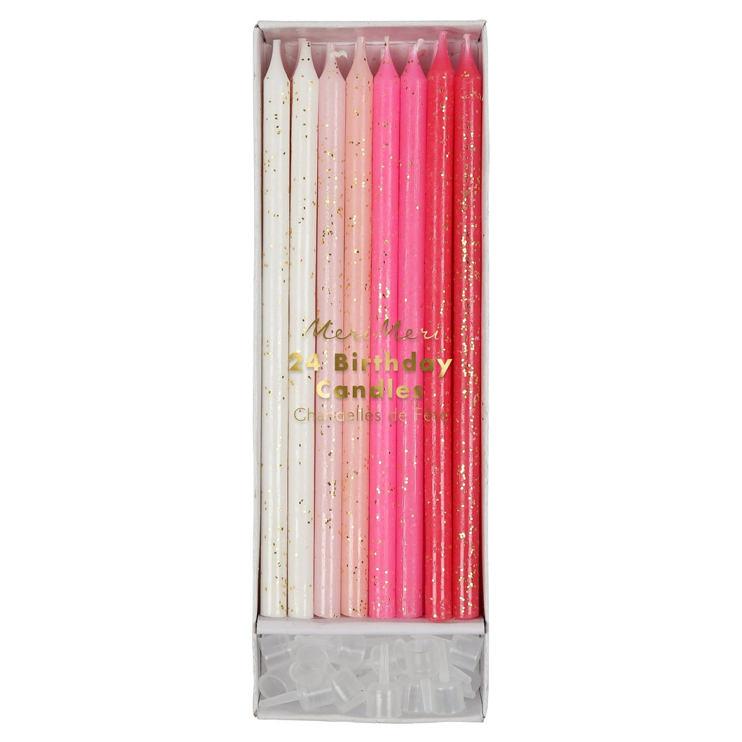 Meri Meri Pink Glitter Candles, x24